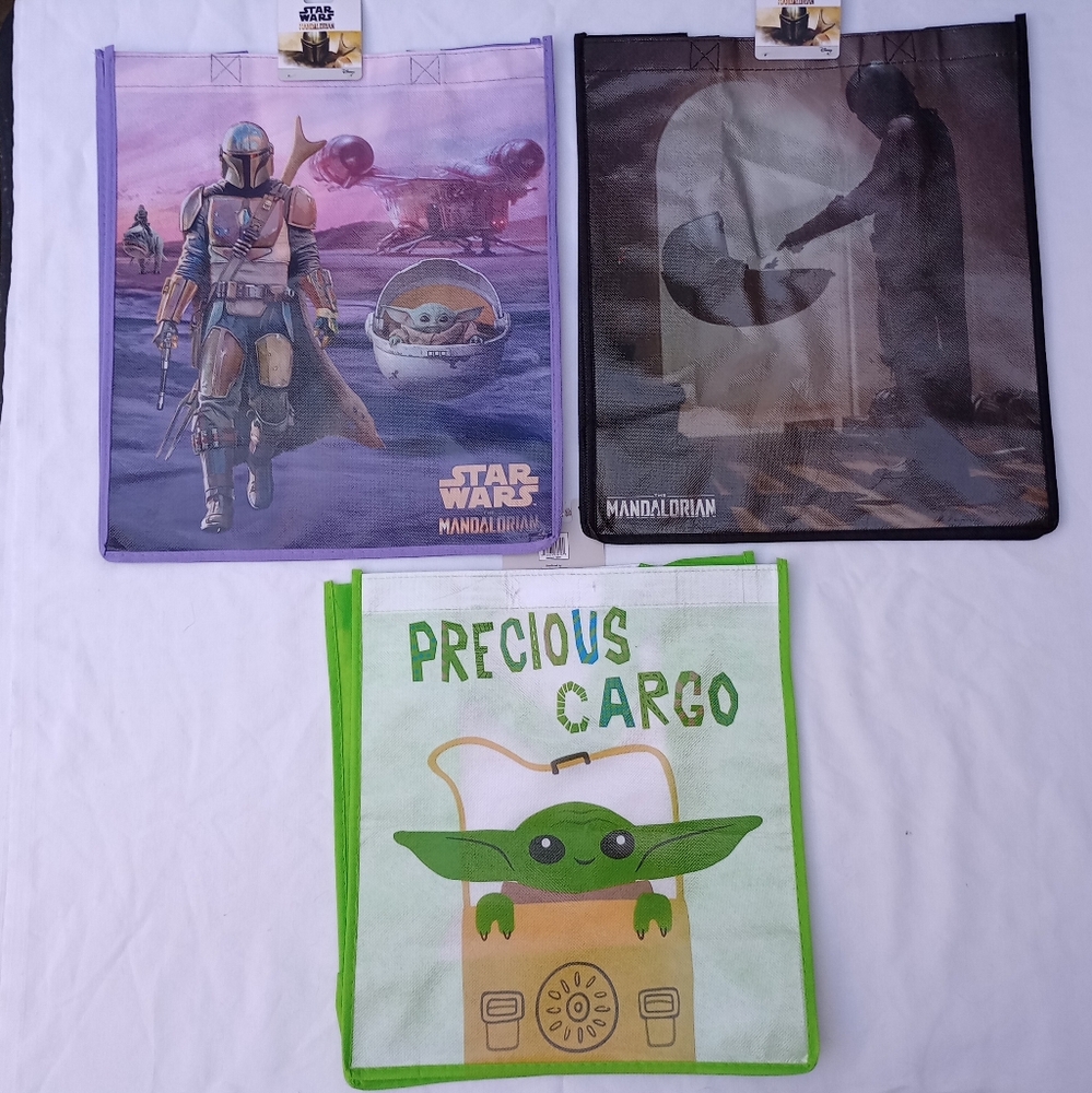 Star Wars Mandalorian Tote Bags Set Casual Sci-fi Fantasy Recycling Grocery